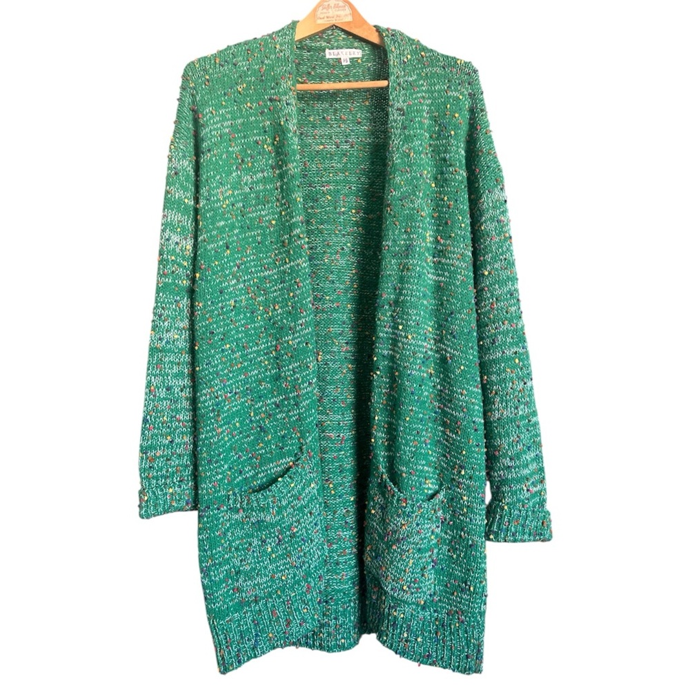 Blaakeley Green Women's Cardigan with Multicoloured Dots, Size S